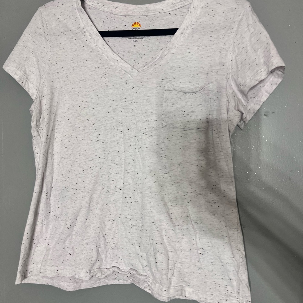 C&C California Speckled White V-Neck Tee